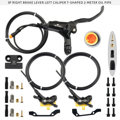 NFOX B015-4 piston caliper tricycle power-off brake handle three-way one support two oil pipe accessories hydraulic brake kit