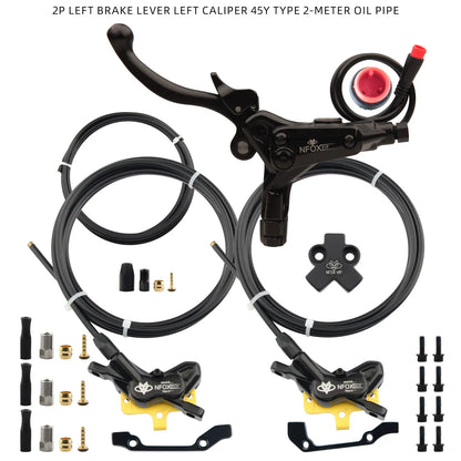 NFOX electric scooter tricycle brake with parking handle 4-piston heat dissipation hydraulic caliper three-way one drag two kit