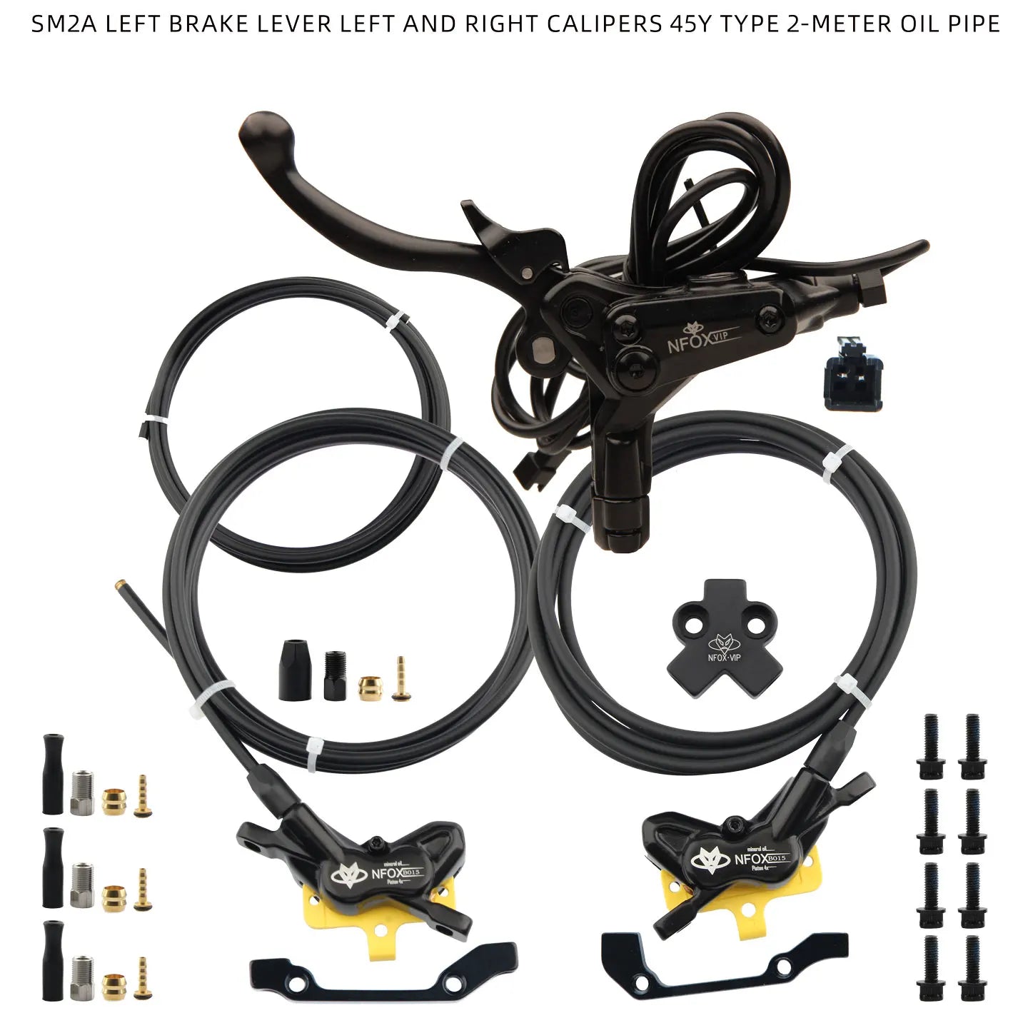 NFOX electric scooter tricycle brake with parking handle 4-piston heat dissipation hydraulic caliper three-way one drag two kit