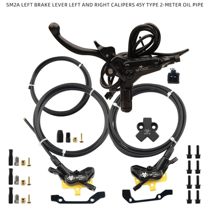 NFOX electric scooter tricycle brake with parking handle 4-piston heat dissipation hydraulic caliper three-way one drag two kit