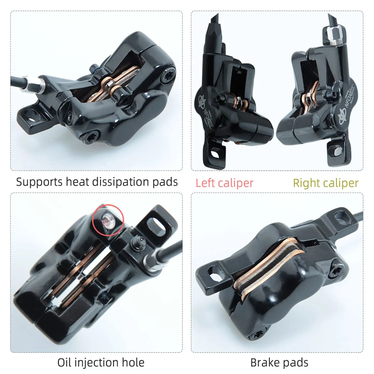 NFOX B015-4 piston caliper tricycle power-off brake handle three-way one support two oil pipe accessories hydraulic brake kit