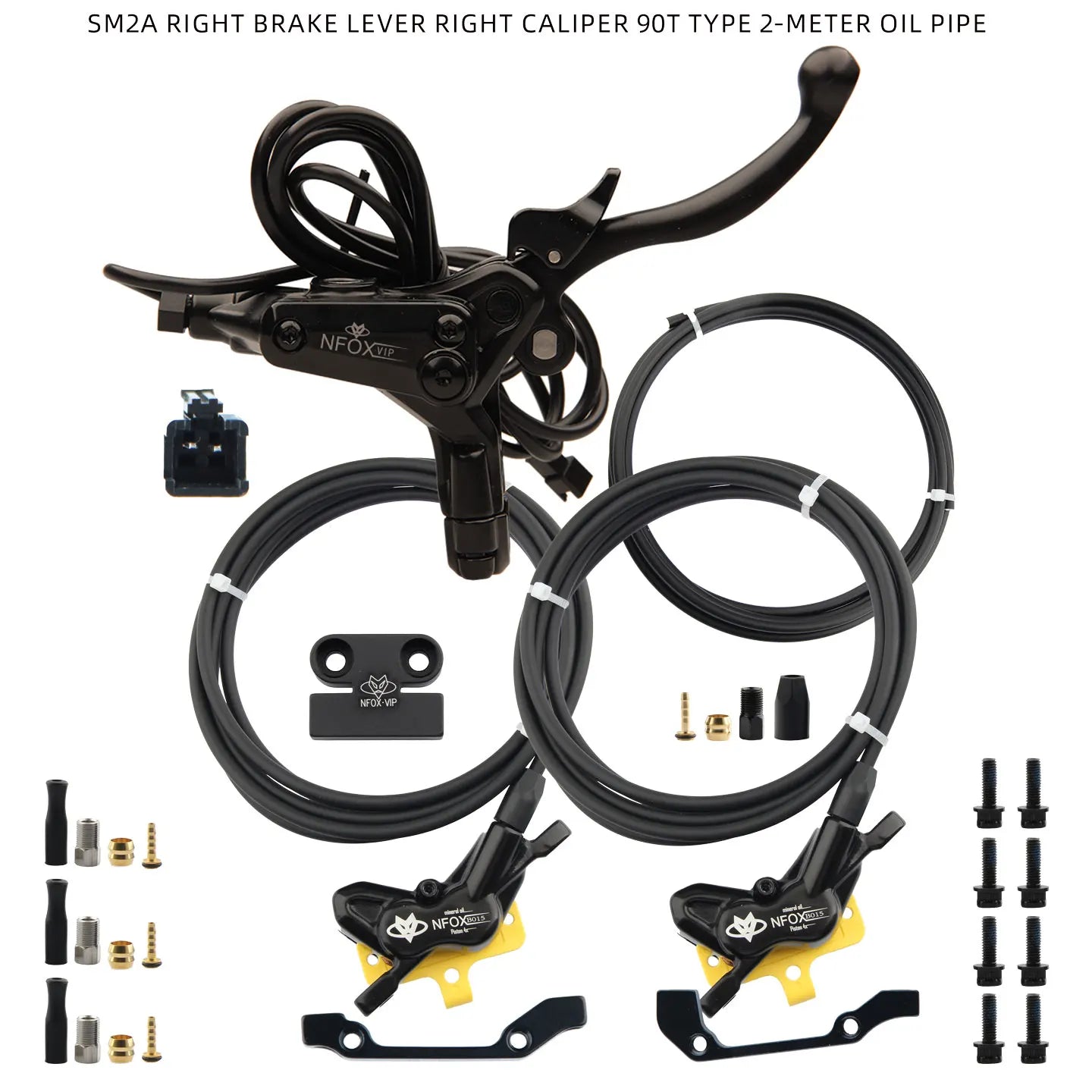 NFOX electric scooter tricycle brake with parking handle 4-piston heat dissipation hydraulic caliper three-way one drag two kit