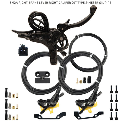 NFOX electric scooter tricycle brake with parking handle 4-piston heat dissipation hydraulic caliper three-way one drag two kit