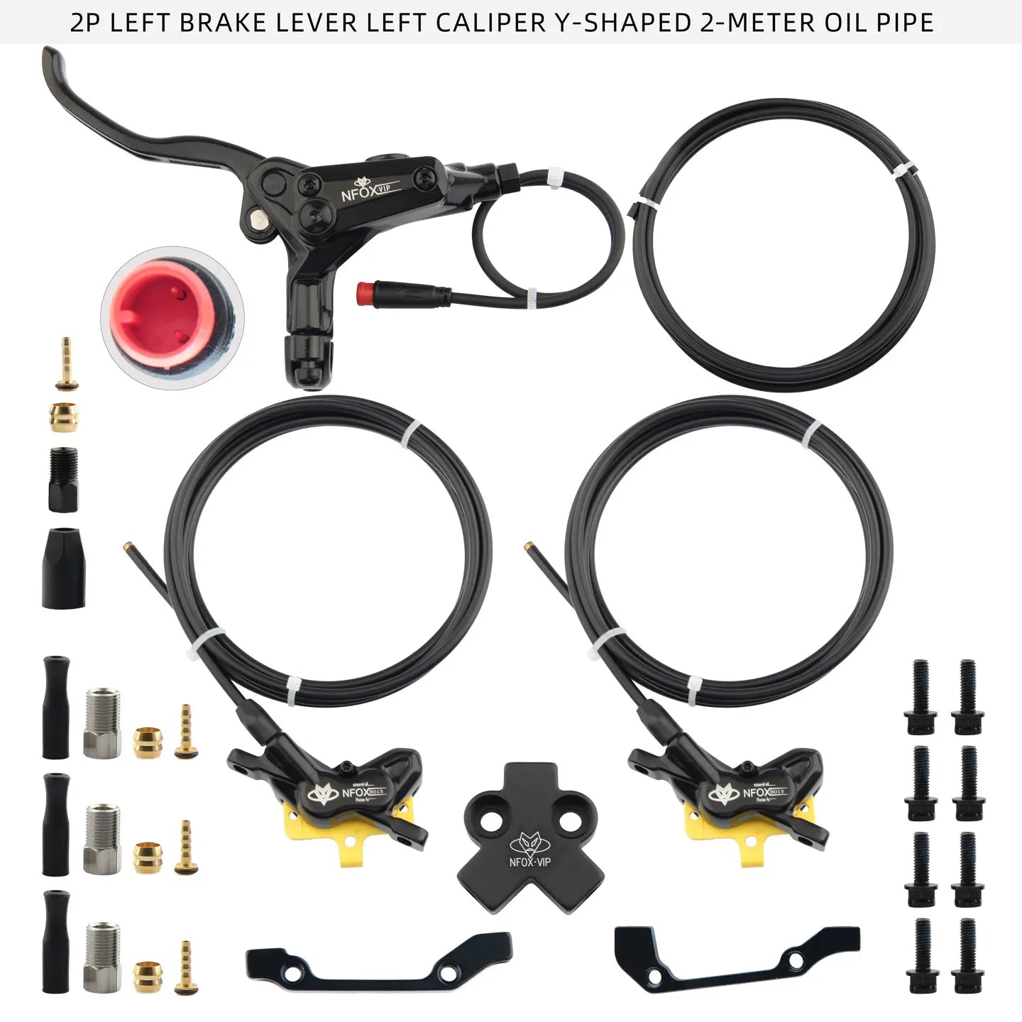 NFOX B015-4 piston caliper tricycle power-off brake handle three-way one support two oil pipe accessories hydraulic brake kit