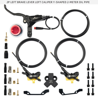 NFOX B015-4 piston caliper tricycle power-off brake handle three-way one support two oil pipe accessories hydraulic brake kit