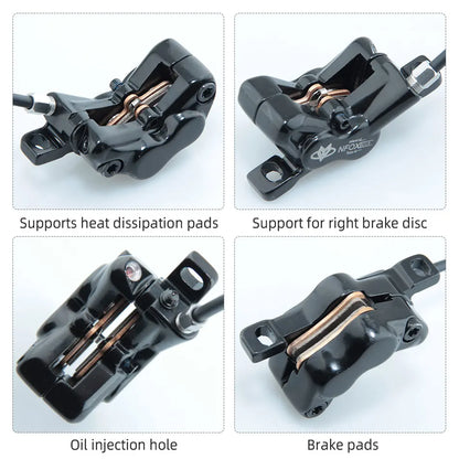 NFOX electric scooter tricycle brake with parking handle 4-piston heat dissipation hydraulic caliper three-way one drag two kit