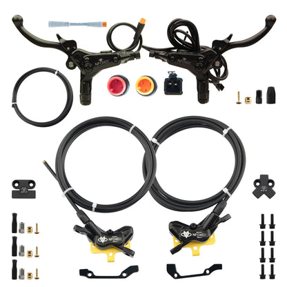 NFOX electric scooter tricycle brake with parking handle 4-piston heat dissipation hydraulic caliper three-way one drag two kit