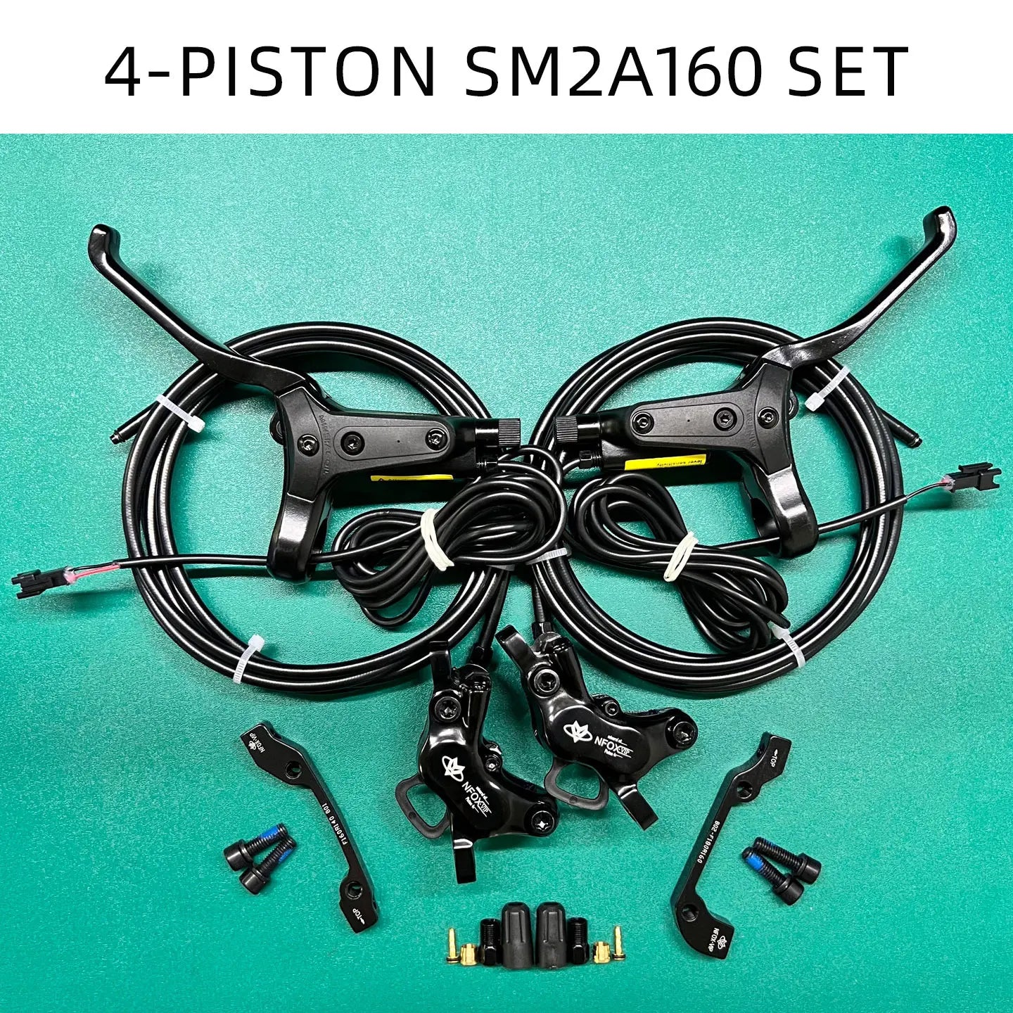 NFOX mountain bike hydraulic disc brake kit SM2A four piston caliper electric scooter 2-pin 3-pin power-off handle accessories