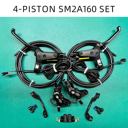 NFOX mountain bike hydraulic disc brake kit SM2A four piston caliper electric scooter 2-pin 3-pin power-off handle accessories