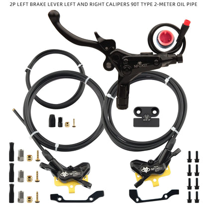 NFOX electric scooter tricycle brake with parking handle 4-piston heat dissipation hydraulic caliper three-way one drag two kit