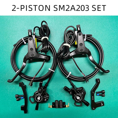 NFOX mountain bike hydraulic disc brake kit SM2A four piston caliper electric scooter 2-pin 3-pin power-off handle accessories