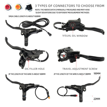 NFOX B015-4 piston caliper tricycle power-off brake handle three-way one support two oil pipe accessories hydraulic brake kit