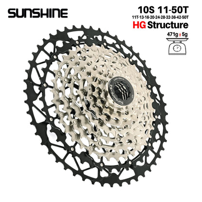 SUNSHINE Hollow Mountain Freedom Wheel 9/10/11/12/13S Folding Bicycle 40T/42T/46T/48T/50T/52T Variable Speed Card Flywheel HG