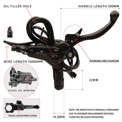 NFOX electric scooter tricycle brake with parking handle 4-piston heat dissipation hydraulic caliper three-way one drag two kit