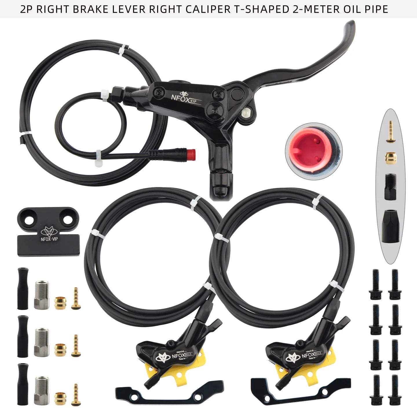 NFOX B015-4 piston caliper tricycle power-off brake handle three-way one support two oil pipe accessories hydraulic brake kit