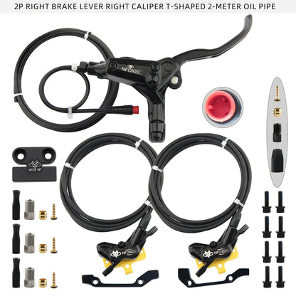 NFOX B015-4 piston caliper tricycle power-off brake handle three-way one support two oil pipe accessories hydraulic brake kit