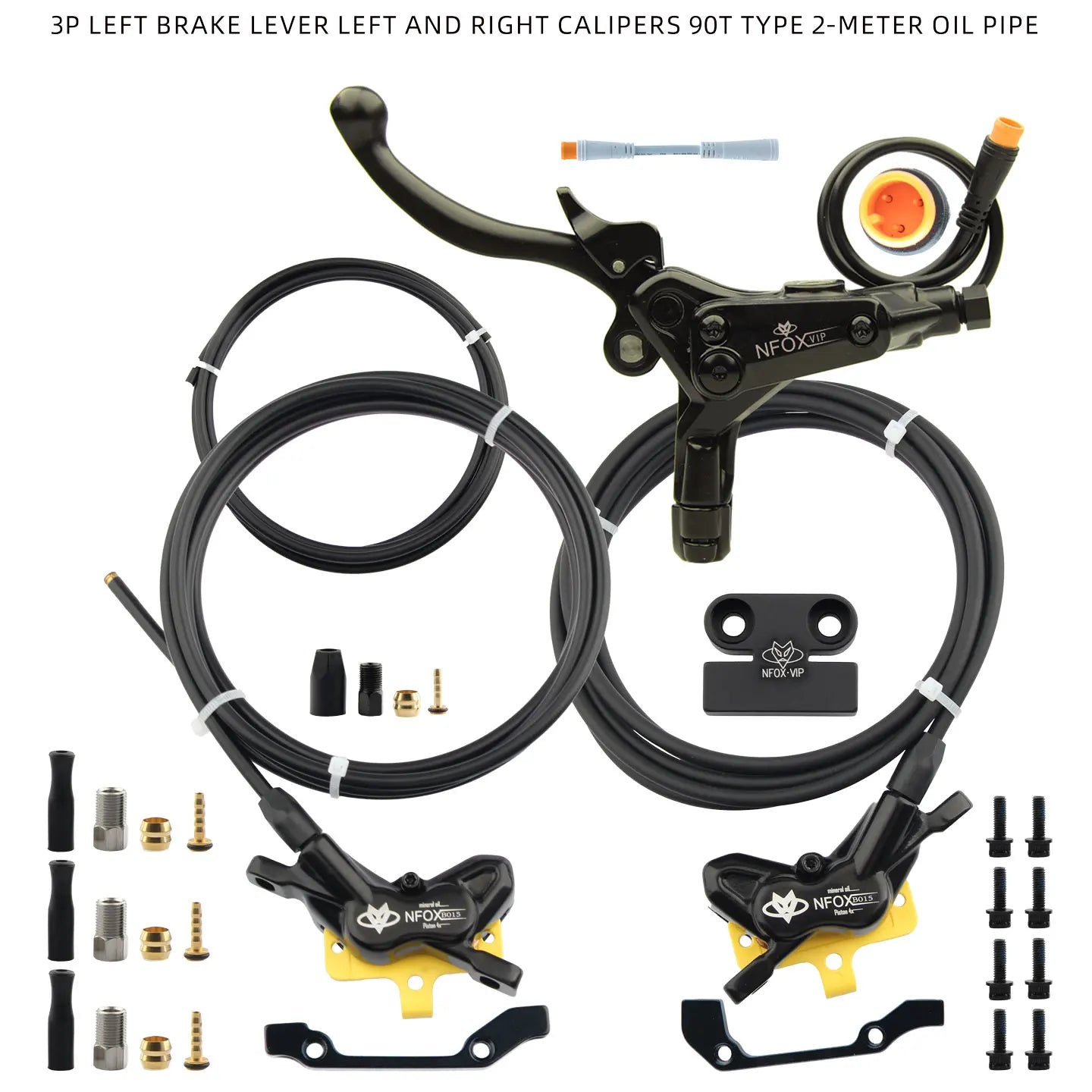 NFOX electric scooter tricycle brake with parking handle 4-piston heat dissipation hydraulic caliper three-way one drag two kit