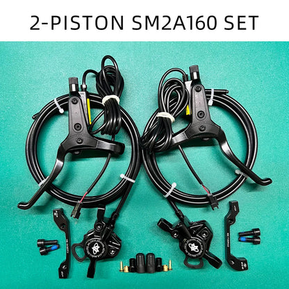 NFOX mountain bike hydraulic disc brake kit SM2A four piston caliper electric scooter 2-pin 3-pin power-off handle accessories