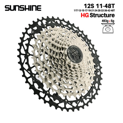 SUNSHINE Hollow Mountain Freedom Wheel 9/10/11/12/13S Folding Bicycle 40T/42T/46T/48T/50T/52T Variable Speed Card Flywheel HG