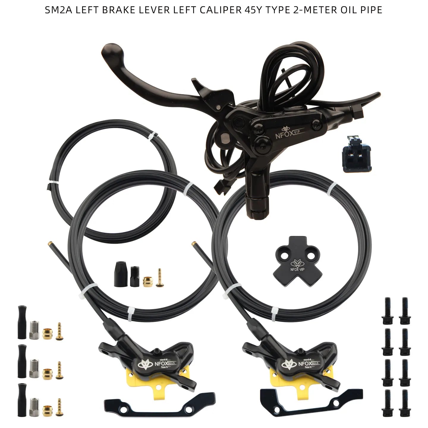 NFOX electric scooter tricycle brake with parking handle 4-piston heat dissipation hydraulic caliper three-way one drag two kit