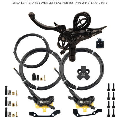 NFOX electric scooter tricycle brake with parking handle 4-piston heat dissipation hydraulic caliper three-way one drag two kit
