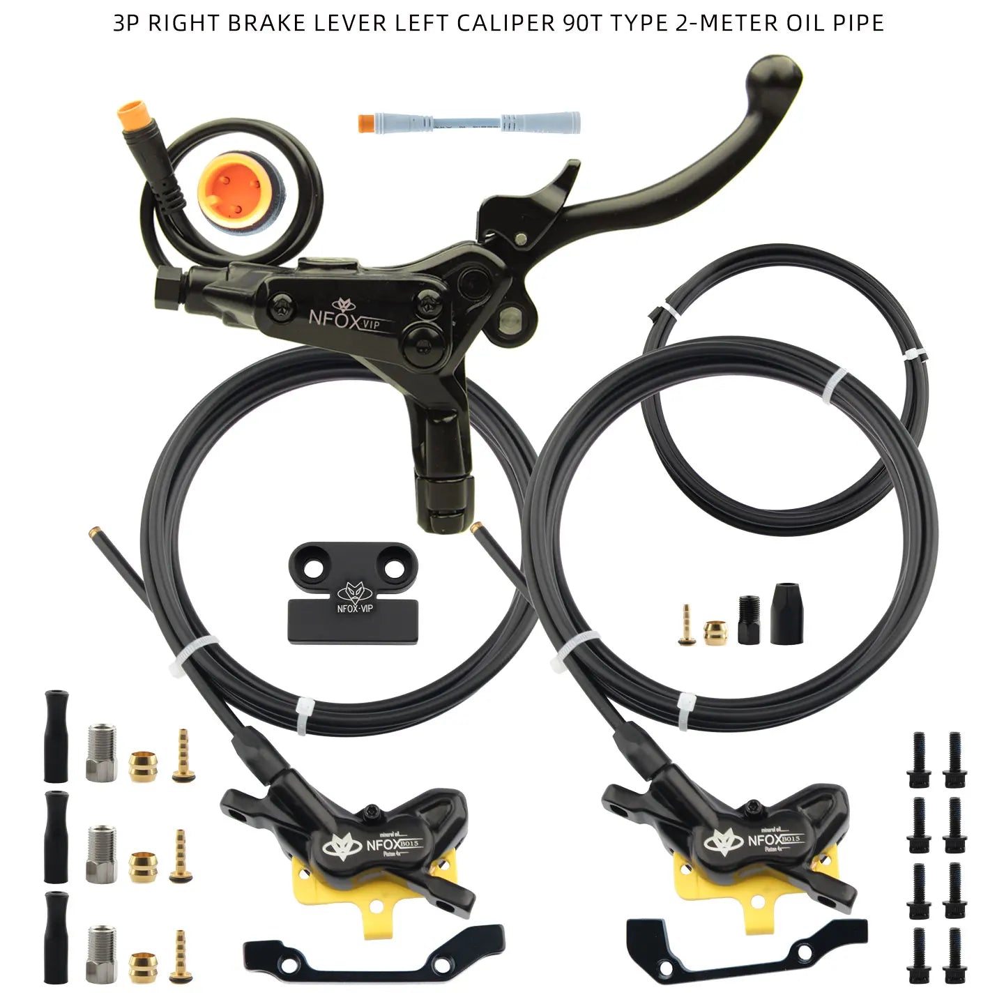 NFOX electric scooter tricycle brake with parking handle 4-piston heat dissipation hydraulic caliper three-way one drag two kit