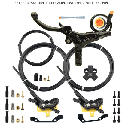 NFOX electric scooter tricycle brake with parking handle 4-piston heat dissipation hydraulic caliper three-way one drag two kit