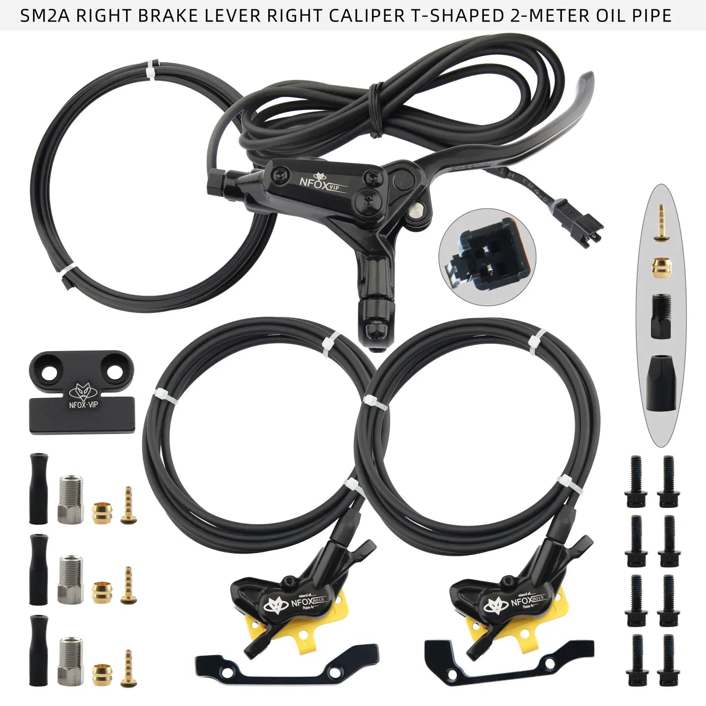 NFOX B015-4 piston caliper tricycle power-off brake handle three-way one support two oil pipe accessories hydraulic brake kit