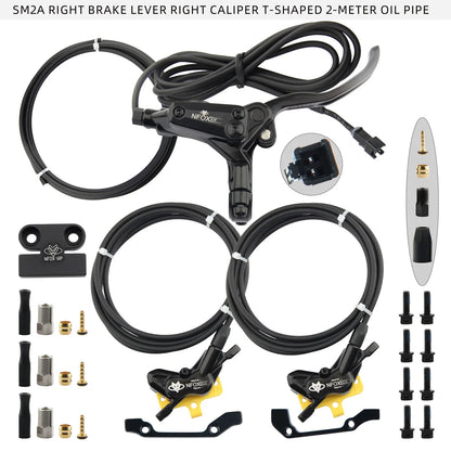 NFOX B015-4 piston caliper tricycle power-off brake handle three-way one support two oil pipe accessories hydraulic brake kit