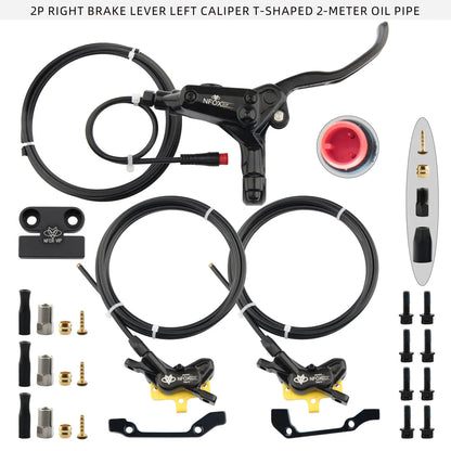 NFOX B015-4 piston caliper tricycle power-off brake handle three-way one support two oil pipe accessories hydraulic brake kit