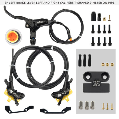 NFOX B015-4 piston caliper tricycle power-off brake handle three-way one support two oil pipe accessories hydraulic brake kit