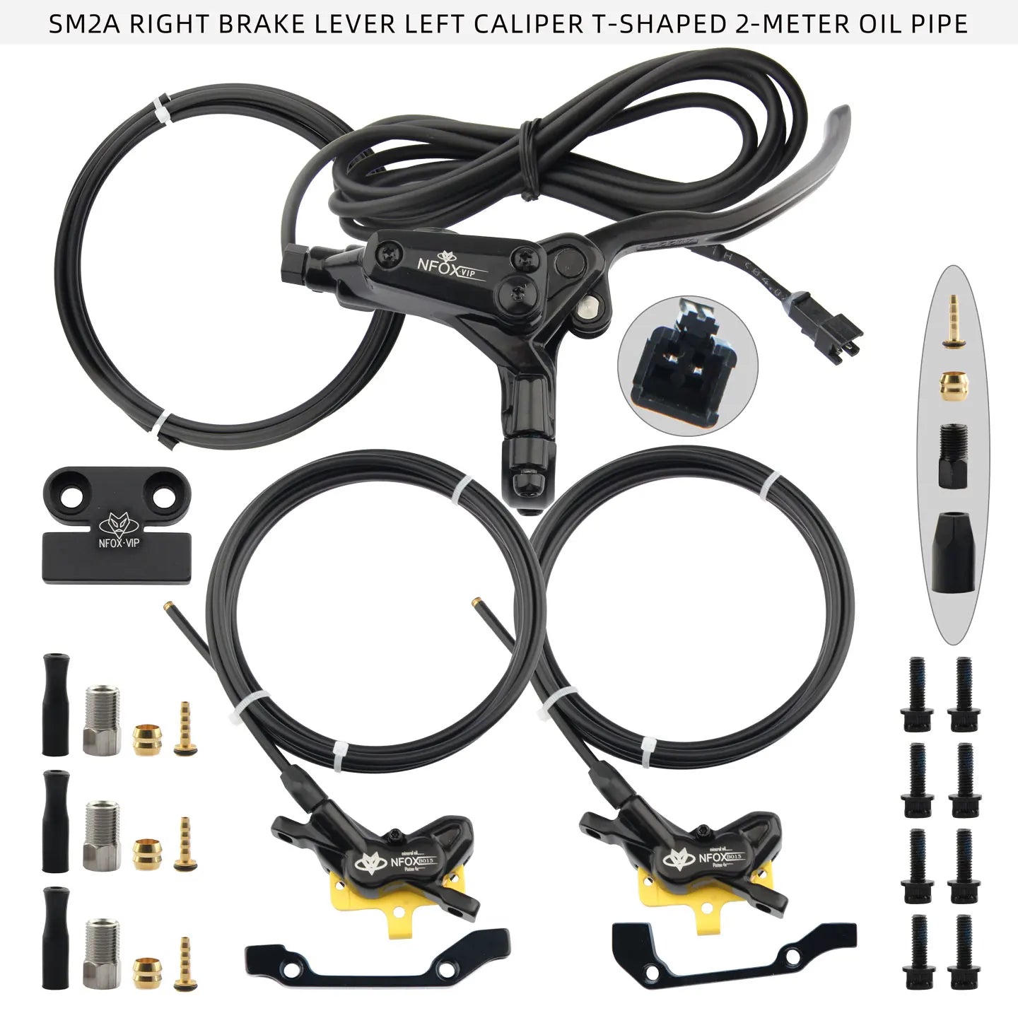 NFOX B015-4 piston caliper tricycle power-off brake handle three-way one support two oil pipe accessories hydraulic brake kit