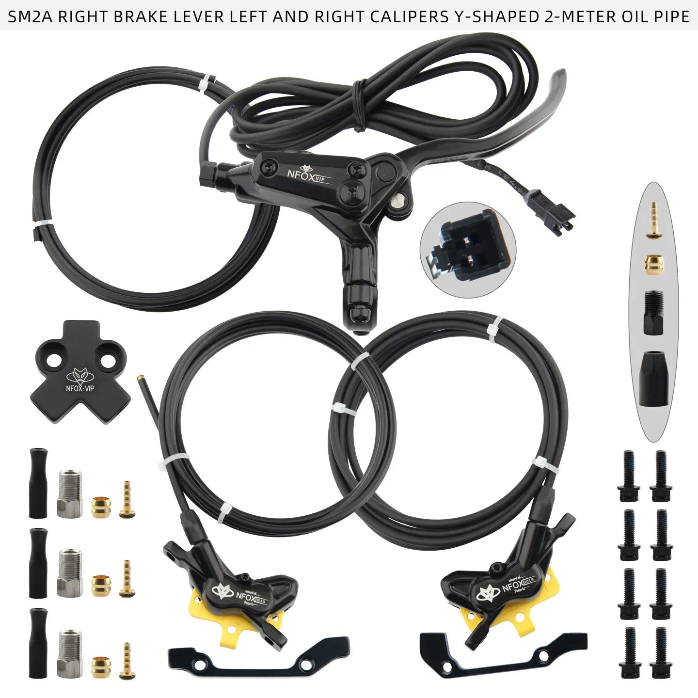 NFOX B015-4 piston caliper tricycle power-off brake handle three-way one support two oil pipe accessories hydraulic brake kit