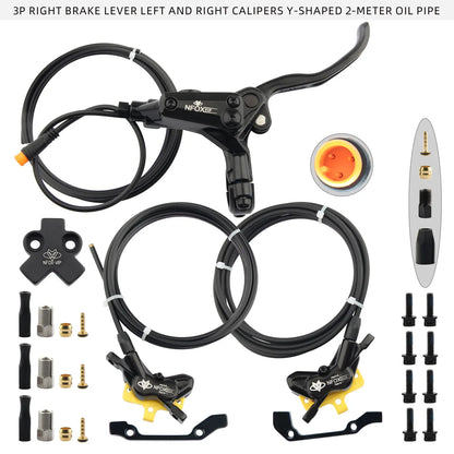 NFOX B015-4 piston caliper tricycle power-off brake handle three-way one support two oil pipe accessories hydraulic brake kit