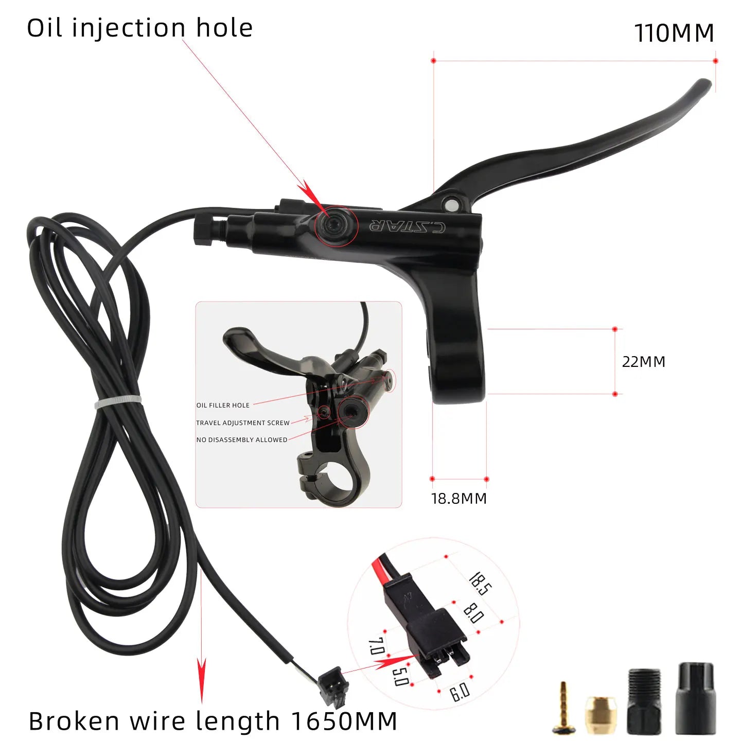 C. STAR  electric scooter power-off brake lever  bicycle specific hydraulic wear-resistant brake accessory  4-piston clamp