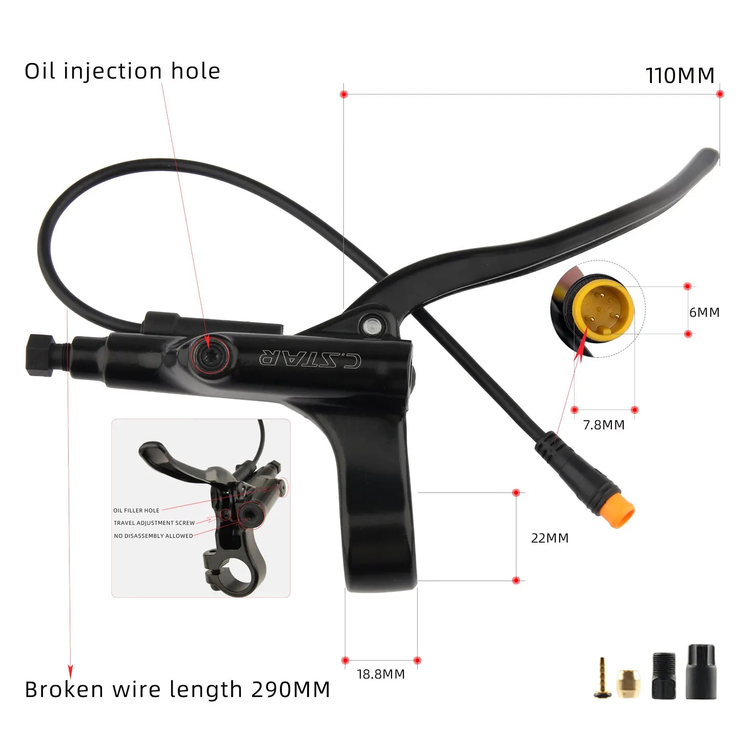 C. STAR  electric scooter power-off brake lever  bicycle specific hydraulic wear-resistant brake accessory  4-piston clamp