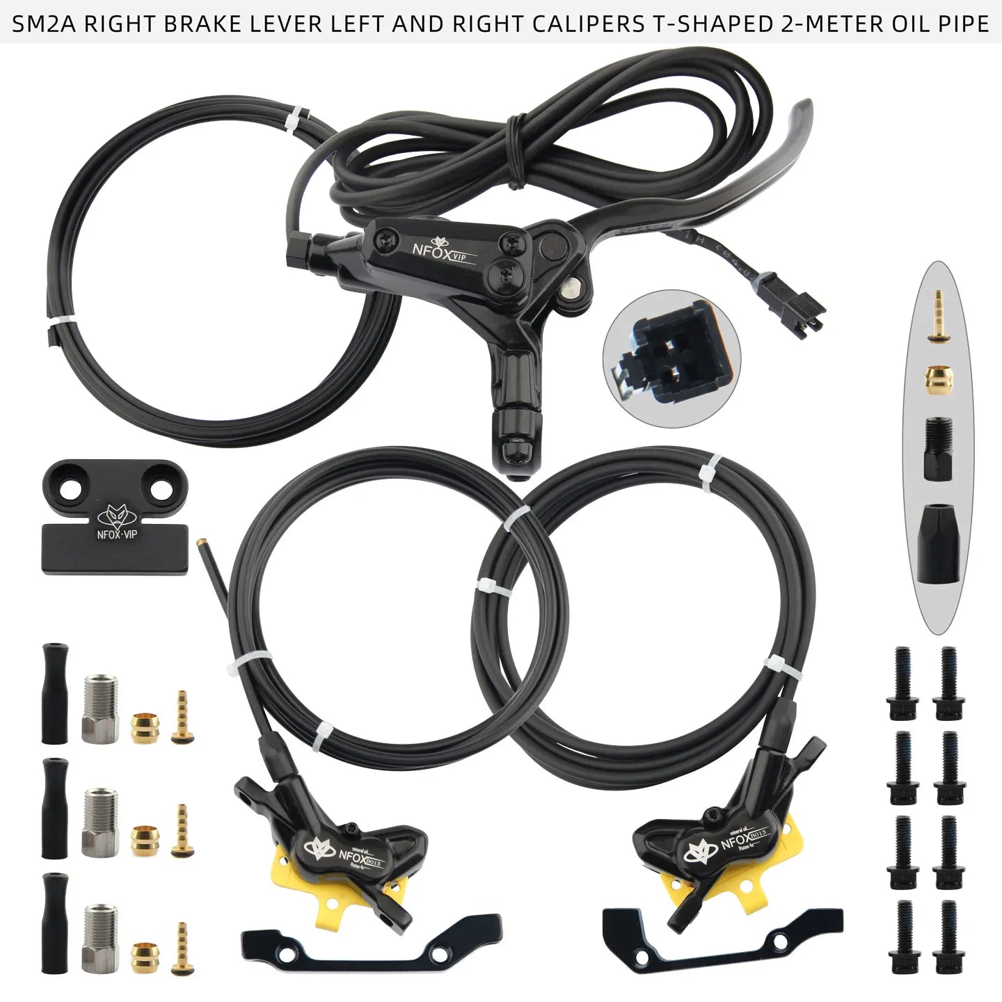 NFOX B015-4 piston caliper tricycle power-off brake handle three-way one support two oil pipe accessories hydraulic brake kit