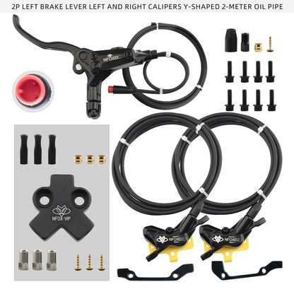 NFOX B015-4 piston caliper tricycle power-off brake handle three-way one support two oil pipe accessories hydraulic brake kit