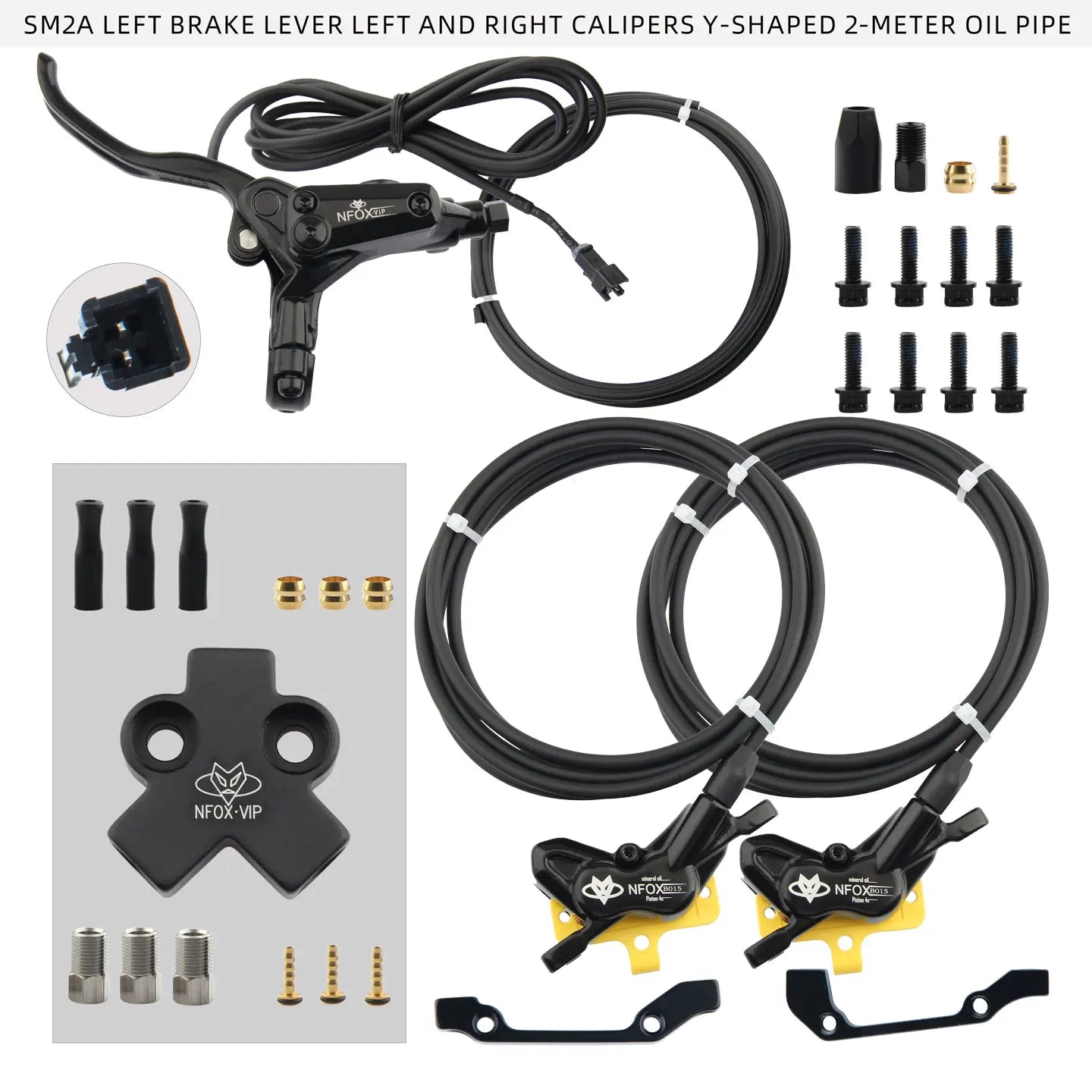 NFOX B015-4 piston caliper tricycle power-off brake handle three-way one support two oil pipe accessories hydraulic brake kit