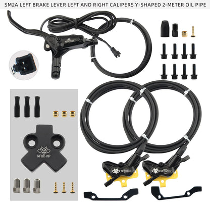 NFOX B015-4 piston caliper tricycle power-off brake handle three-way one support two oil pipe accessories hydraulic brake kit