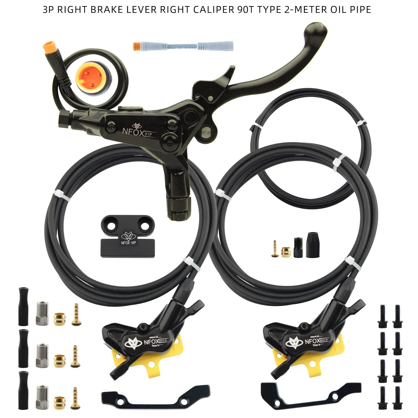 NFOX electric scooter tricycle brake with parking handle 4-piston heat dissipation hydraulic caliper three-way one drag two kit