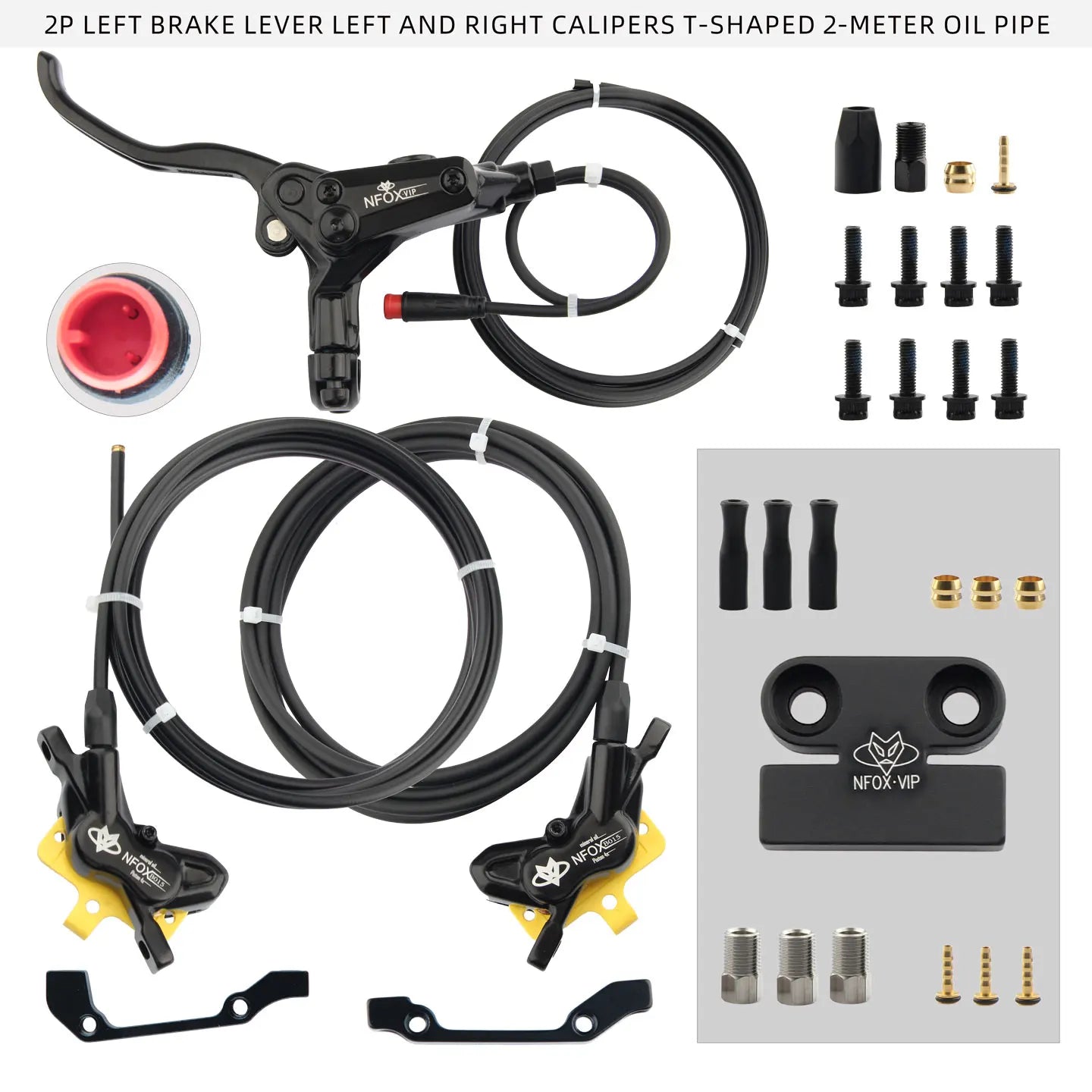 NFOX B015-4 piston caliper tricycle power-off brake handle three-way one support two oil pipe accessories hydraulic brake kit