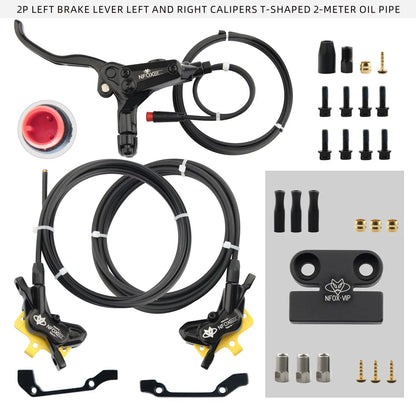 NFOX B015-4 piston caliper tricycle power-off brake handle three-way one support two oil pipe accessories hydraulic brake kit