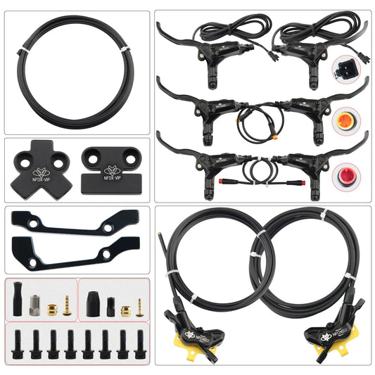 NFOX B015-4 piston caliper tricycle power-off brake handle three-way one support two oil pipe accessories hydraulic brake kit