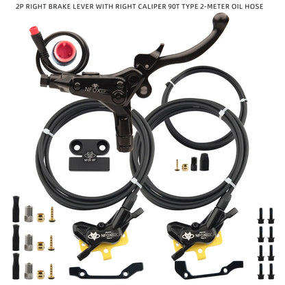 NFOX electric scooter tricycle brake with parking handle 4-piston heat dissipation hydraulic caliper three-way one drag two kit