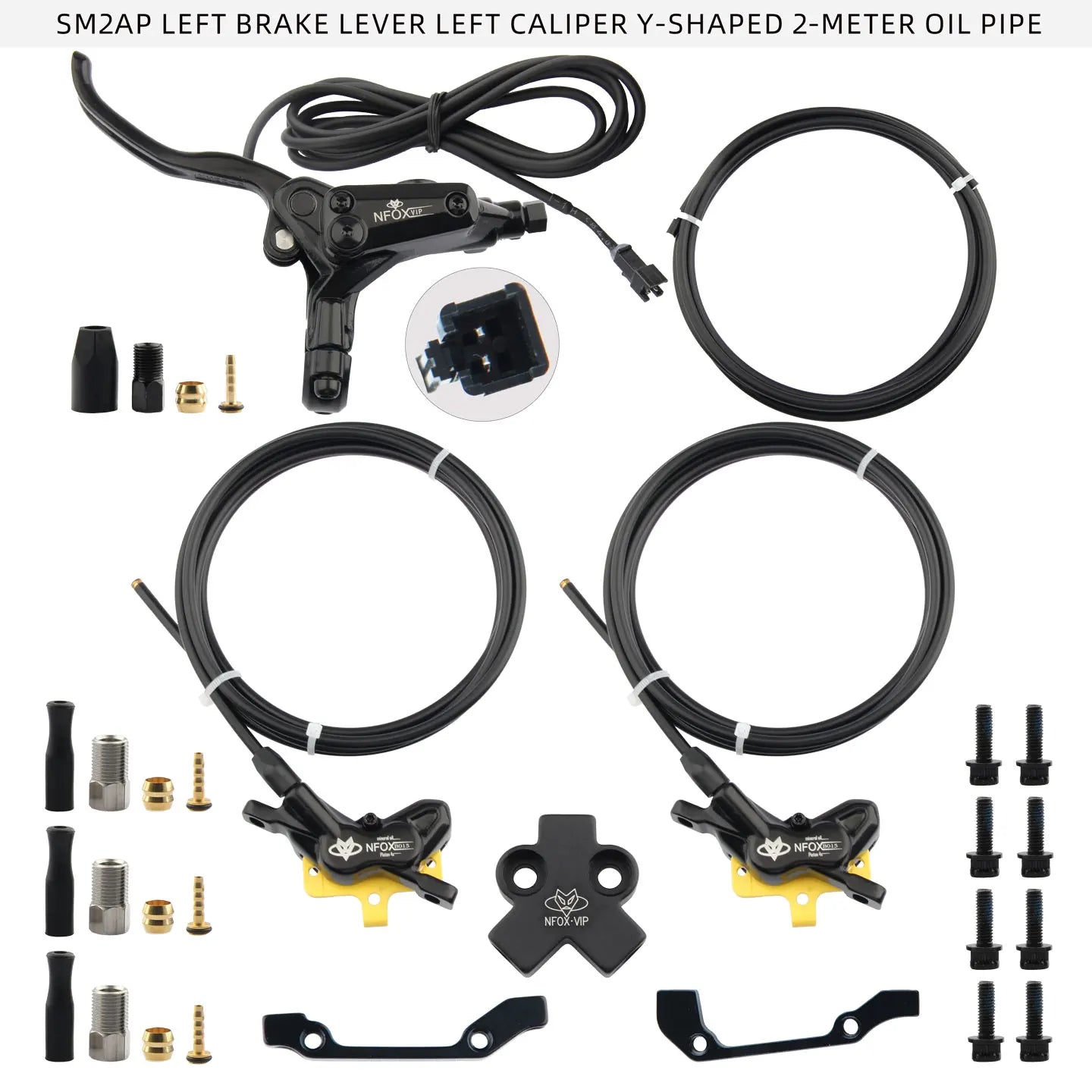 NFOX B015-4 piston caliper tricycle power-off brake handle three-way one support two oil pipe accessories hydraulic brake kit