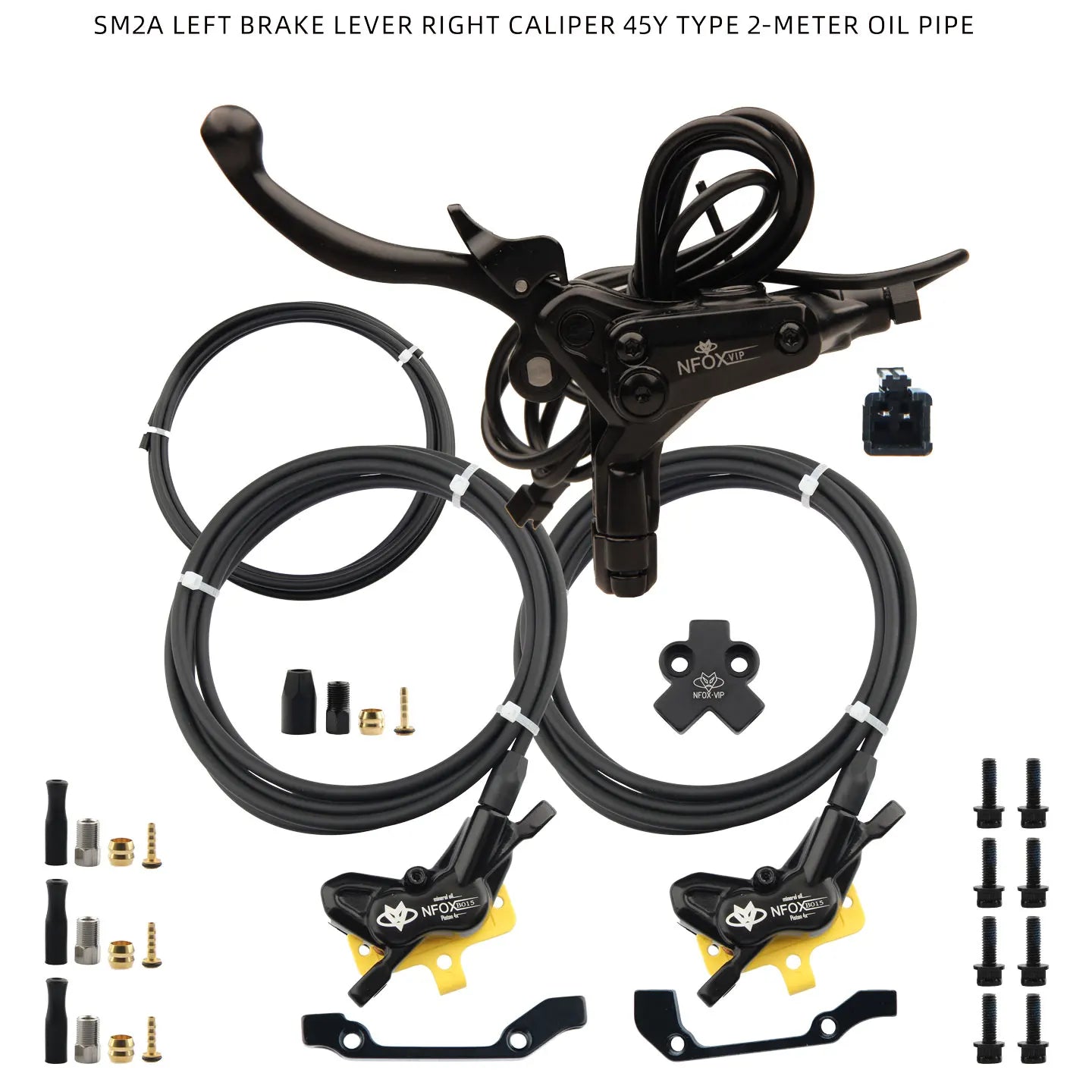 NFOX electric scooter tricycle brake with parking handle 4-piston heat dissipation hydraulic caliper three-way one drag two kit