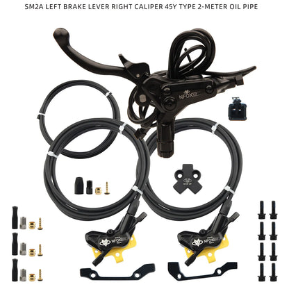 NFOX electric scooter tricycle brake with parking handle 4-piston heat dissipation hydraulic caliper three-way one drag two kit