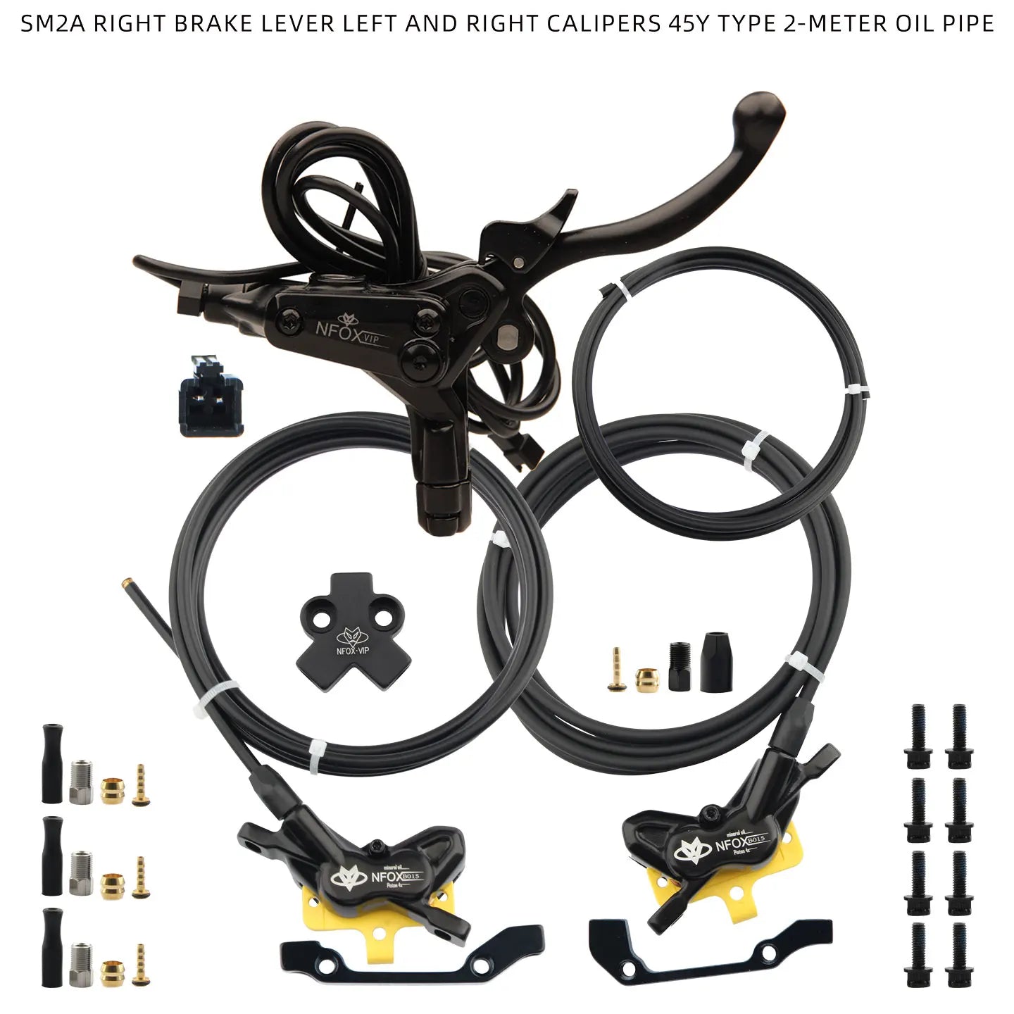 NFOX electric scooter tricycle brake with parking handle 4-piston heat dissipation hydraulic caliper three-way one drag two kit