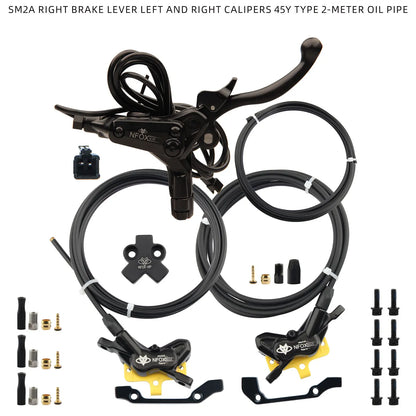 NFOX electric scooter tricycle brake with parking handle 4-piston heat dissipation hydraulic caliper three-way one drag two kit